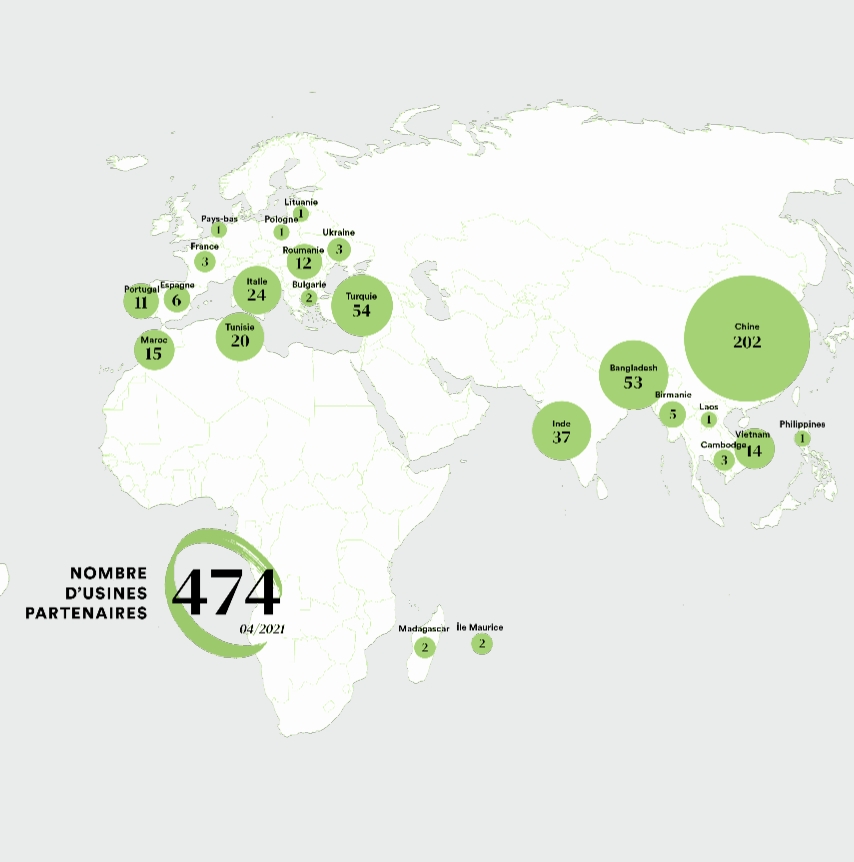 Map of partner factories